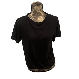 LEGEND Black Cropped T-shirt size large Activewear Workout Yoga